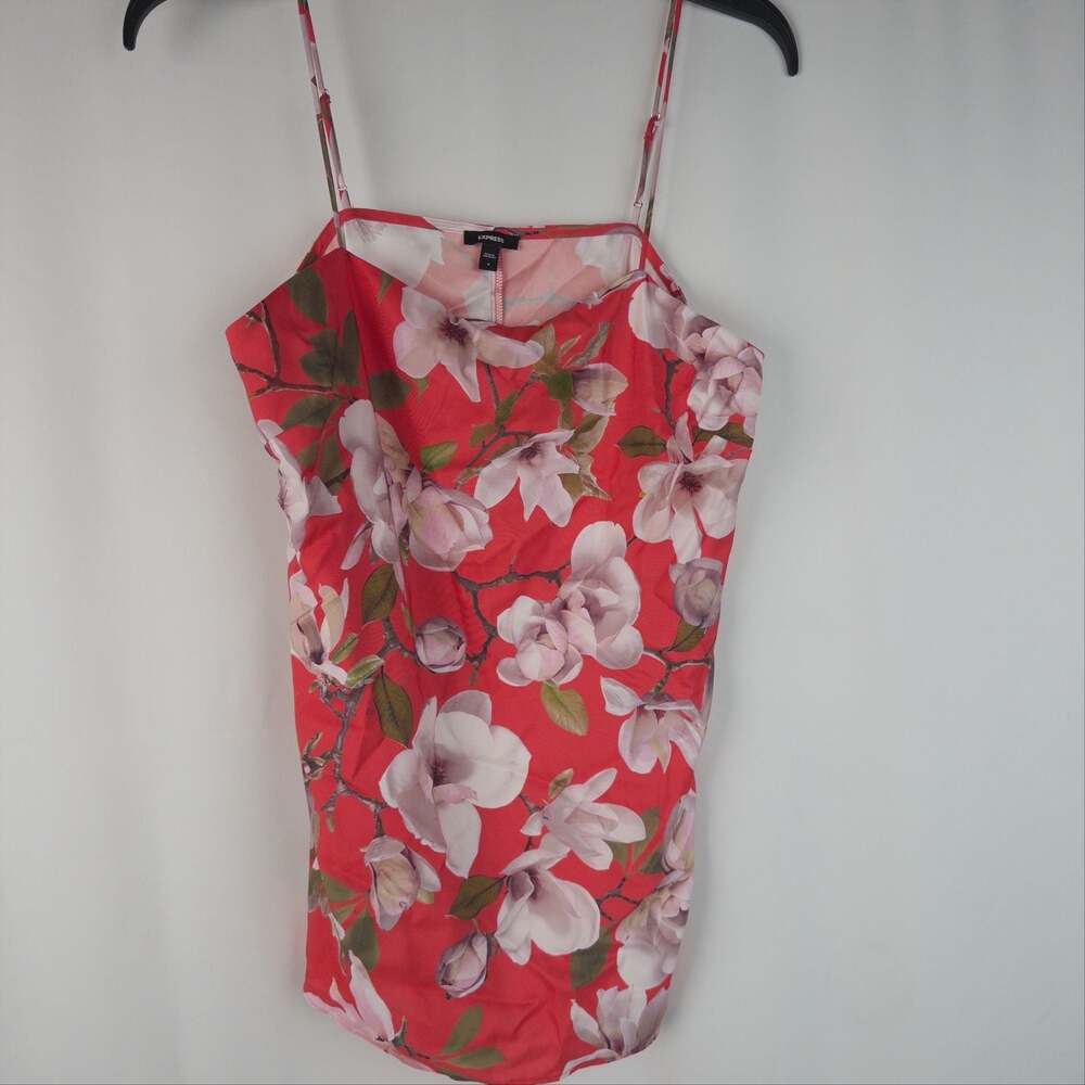 EXPRESS Red Floral Magnolia Print Camisole Tank Top Size S